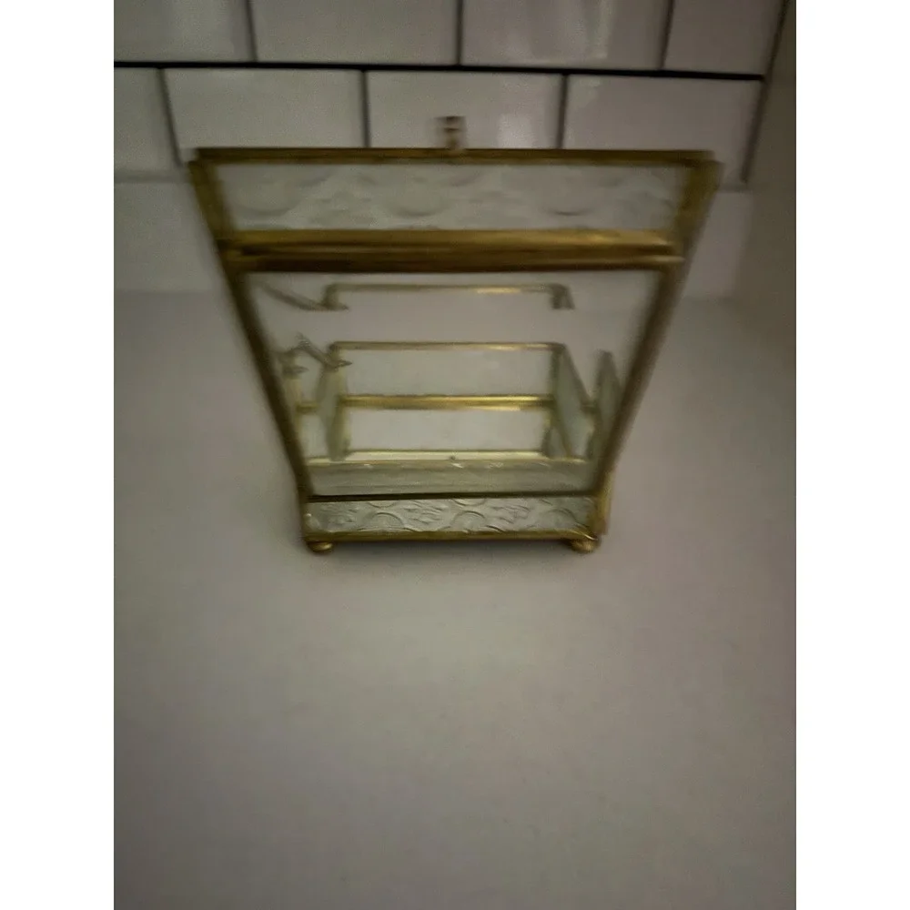 VINTAGE PENCO JEWELRY CASKET BOX ORMOLU GILT  HOLLYWOOD REGENCY MIRROR MCM
